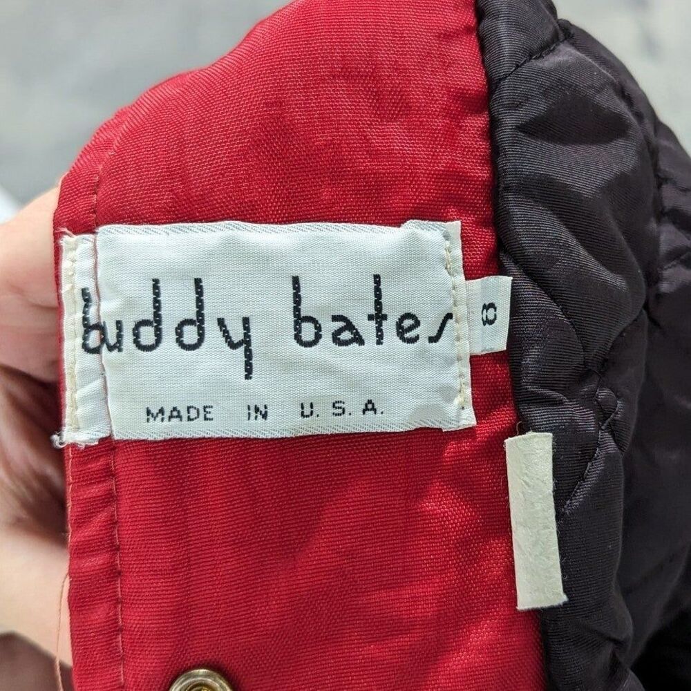 Vintage Buddy Bates Size 8 Red Nylon Jacket with Black Trim 90s Y2K Gorpcore - Picture 6 of 12